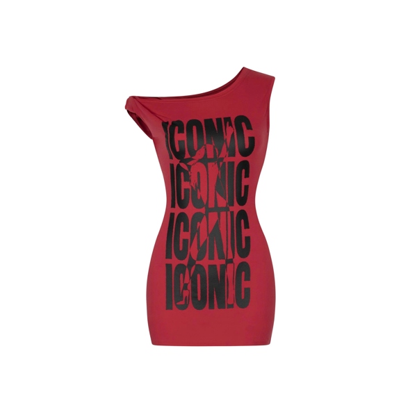 Đầm Body TWENTI Lệch Vai In ICONIC Mini - Đỏ - 0