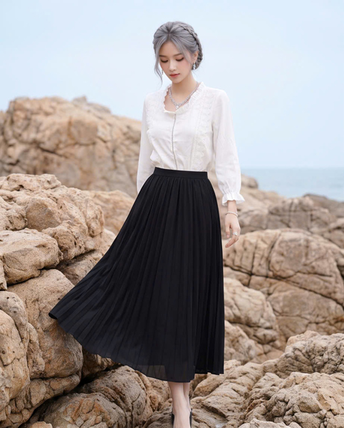 M12035SI - Chân váy đen dài