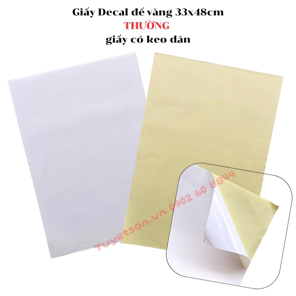 display Giấy Decal đế vàng 33x48cm THƯỜNG - giấy có keo dán 1