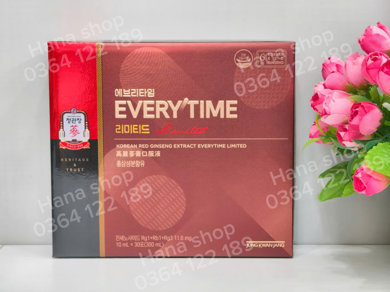 Nước tinh chất địa sâm Everytime Limited KGC 10ml x 30 gói