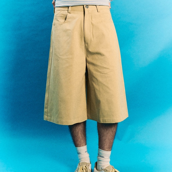 "STAVE LABEL" ESSENTIAL KHAKI SHORTS - BROWN/BLACK/BEIGE