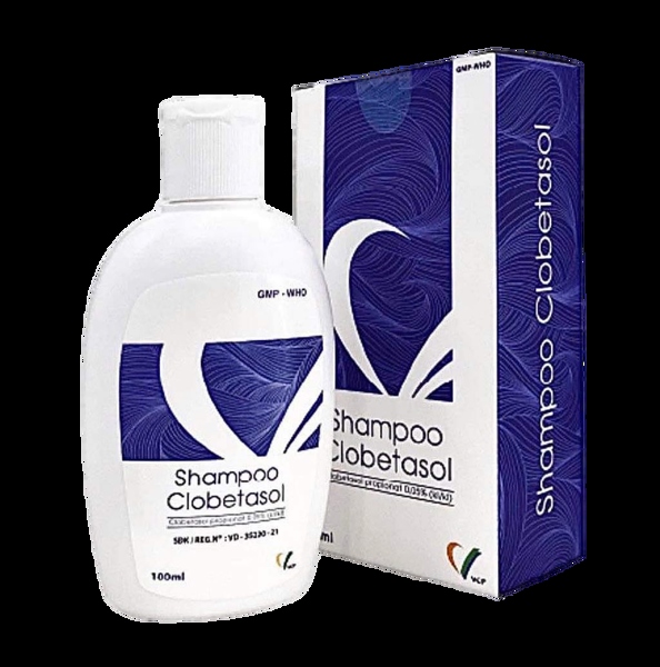 Dầu gội trị vảy nến shampoo clobetasol 0.5mg/g vcp (c/100ml)