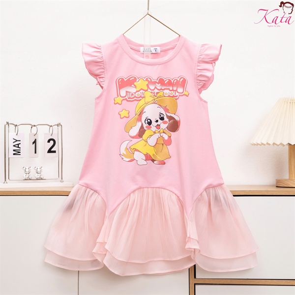 Đầm Bé Gái Puppy Dễ Thương 12-35kg | Váy Công Chúa In Hình Cún KATA