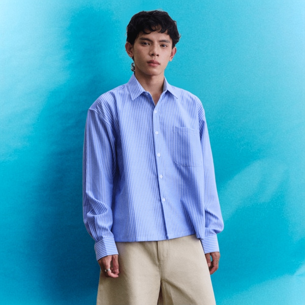 "STAVE LABEL" MI SHIRT BIG BOXY - BLUE/RED