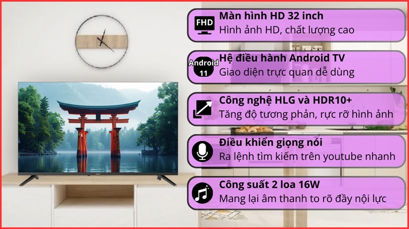 Android Tivi Sharp 32 Inch 2T-C32GH3000X 2025 - Thái Lan