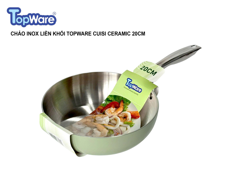 CHẢO INOX LIỀN KHỐI TOPWARE CUISI CERAMIC 20CM - XANH