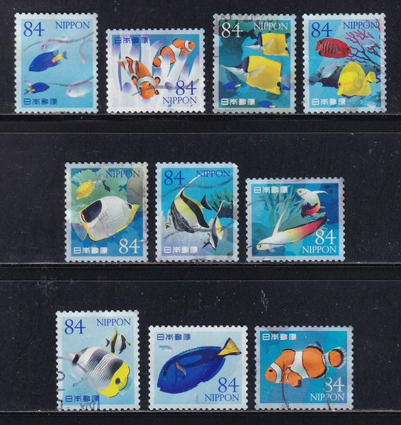 Bộ 10 Tem Nhật Bản - Sinh Vật Biển P.4 | Japan - Sea Creatures Series Vol.4 84yen 2020 (10) | Used/CTO
