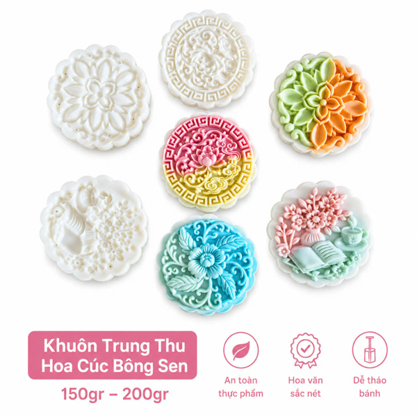 Khuôn LX 200G Tròn 4M Hoa Cúc Sen