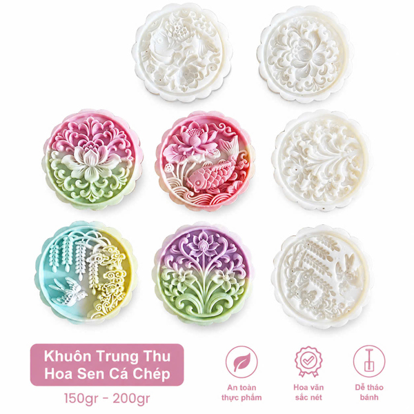 Khuôn LX 150G Tròn 4M Hoa Sen Cá chép