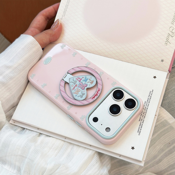Case Hồng Viền Nơ + Pop Magsafe - 15Promax