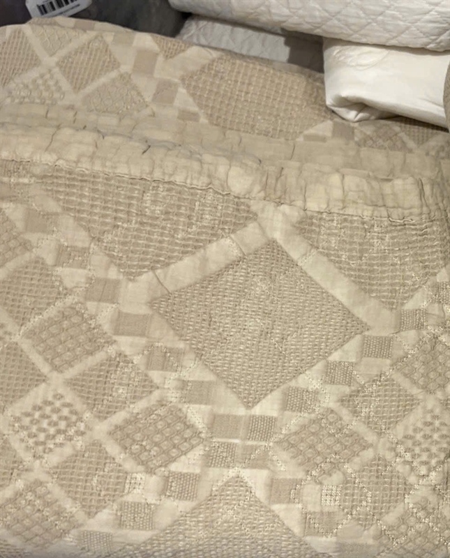 Bộ ga "Trầm tích Be" | Cotton waffle Enzym - Chần full, Vỏ chăn chần - JF02.2 - Màu cát