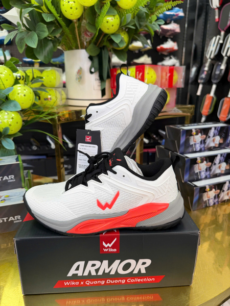 Giền Pickleball - Giày Pickleball Wika Armor trắng cam