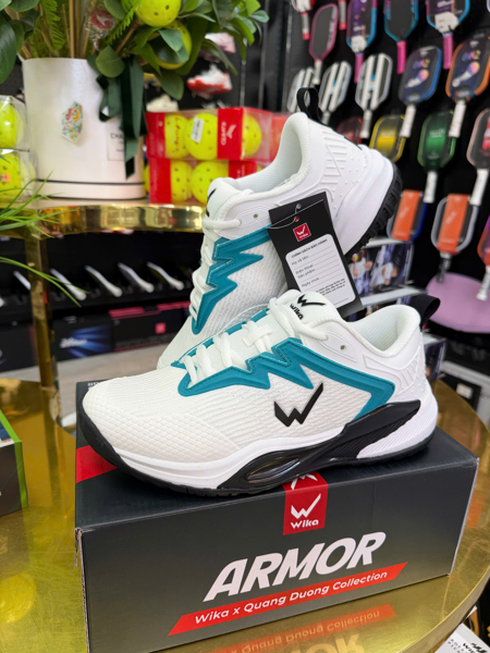 Giền Pickleball - Giày Pickleball Wika Armor trắng xanh