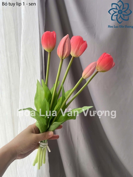 Bó tuy líp 1 - sen - Hoa cành dài - Hoa Lụa Vân Vượng