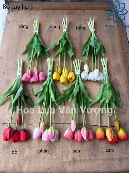 Bó tuy líp 1 - phấn - Hoa cành dài - Hoa Lụa Vân Vượng