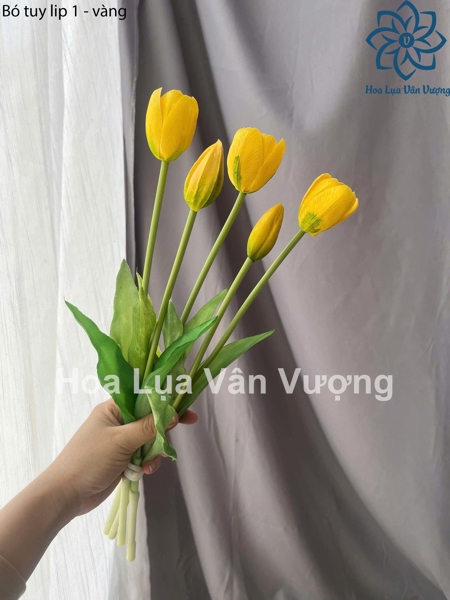 Bó tuy líp 1 - vàng - Hoa cành dài - Hoa Lụa Vân Vượng