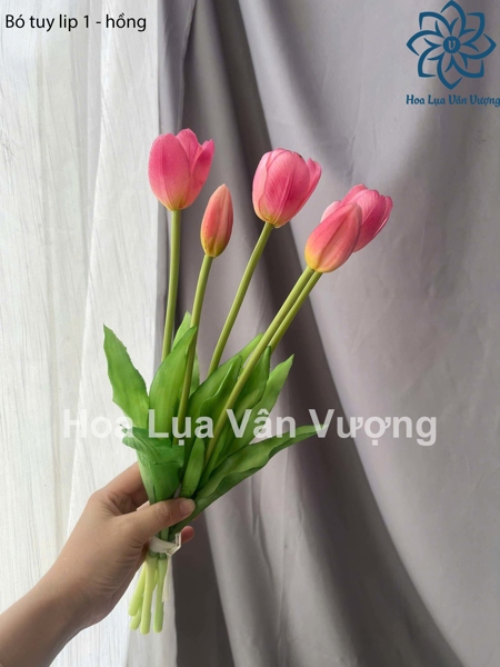 Bó tuy líp 1 - hồng - Hoa cành dài - Hoa Lụa Vân Vượng