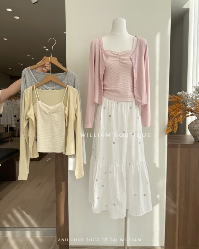 Áo khoác cardigan + áo dây sọc 80751