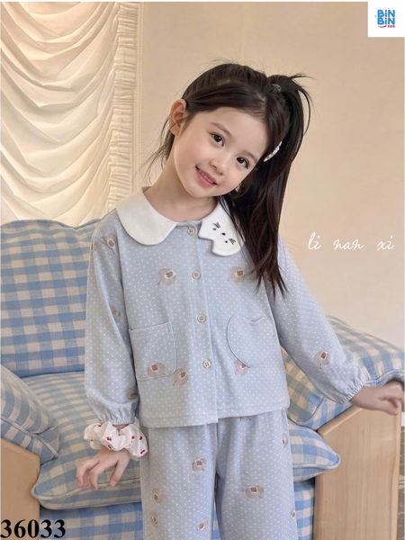 36033 Bộ Thun TD Cổ Mèo Táo Tim Xanh