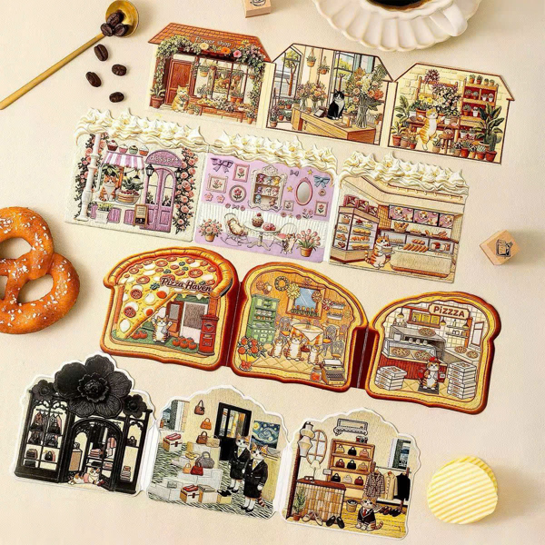 Set 10 túi sticker dán trang trí CỬA HÀNG CỦA MÈO, WHXZ-4
