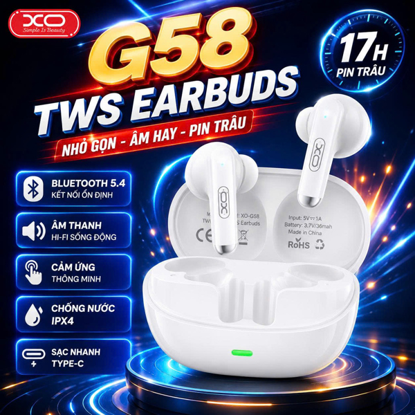 Airpod XO G58 TWS Dạng Nhét Tai - Đen