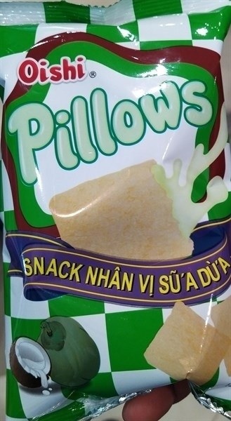 Bánh Snack V /UH (Bim Pillows Oishi nhân sữa dừa gói 45g)