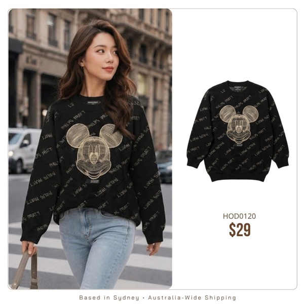 Black Mickey Graphic Knit Sweater