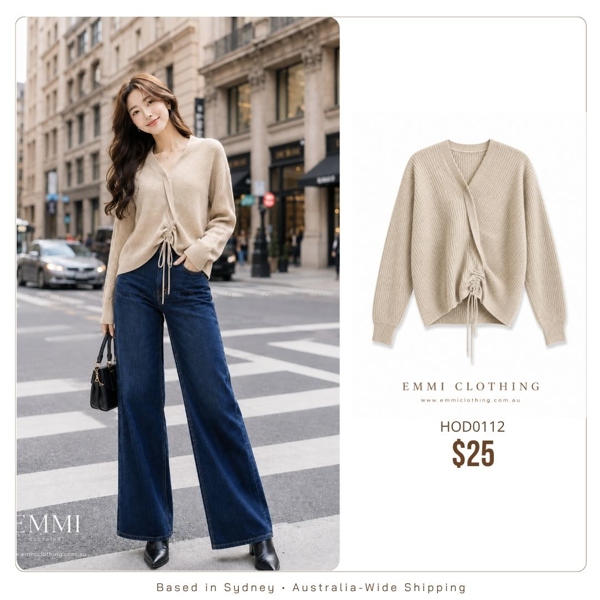 Beige Cropped Knit Cardigan