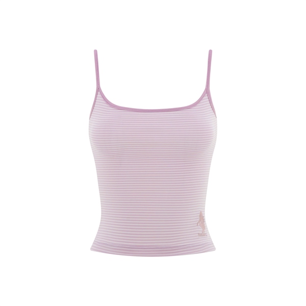 Áo Hai Dây TWENTI Thun Rip Sọc Thêu Chữ - 2 dây-sọc Hồng - Freesize