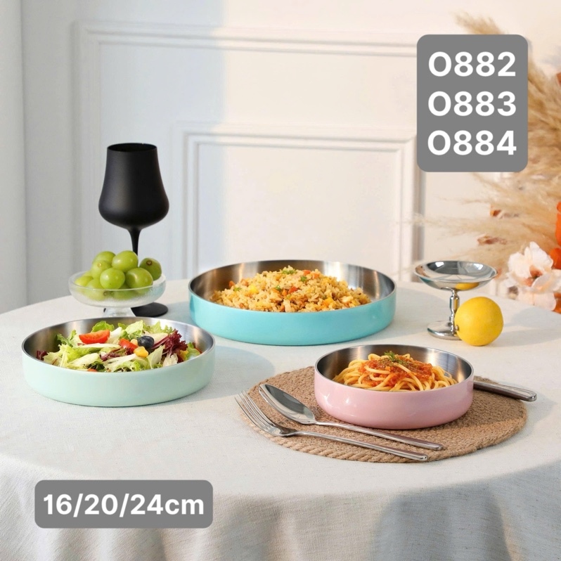 S343-O884 Khay Kiêm Chảo OYATTON 24cm Inox 18/10 Model: OYT-JP-MKL24P4 - Xanh Dương