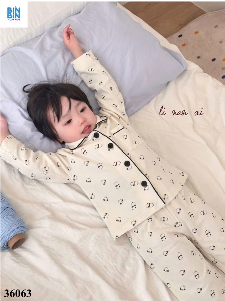 36063 Set pyjama gấu panda kem