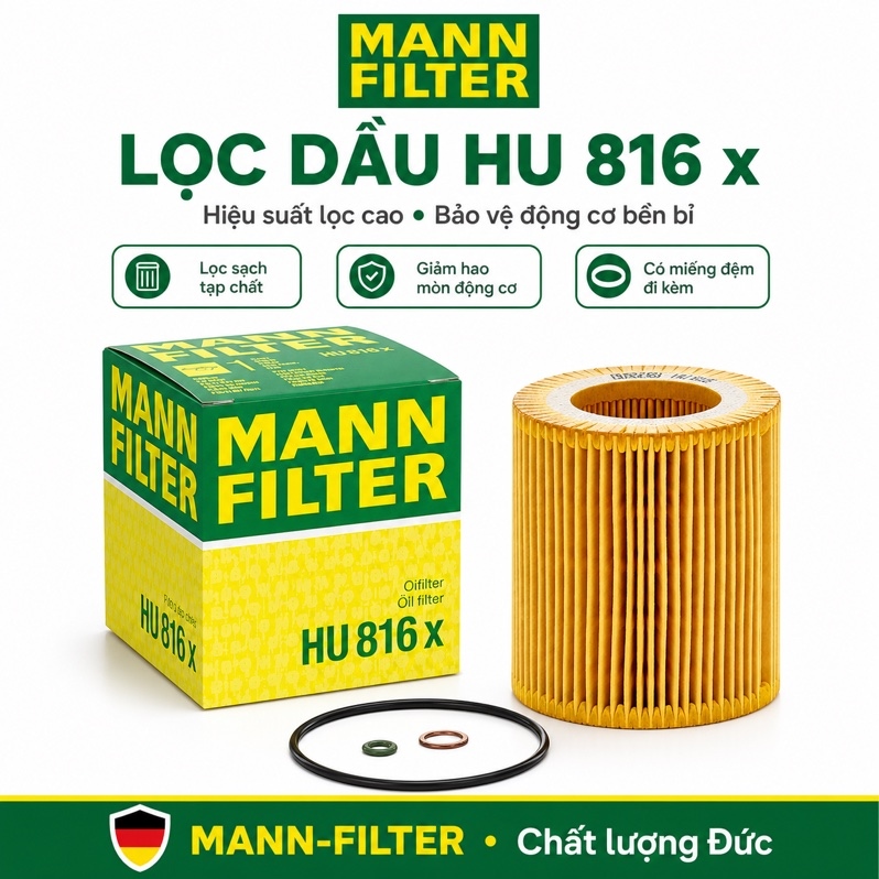 Lọc Dầu Động Cơ Mann-Filter HU816x Cho Xe BMW 3-Series, 5-Series, X3, X5, X6