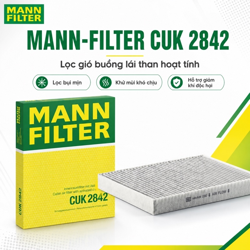 Lọc Gió Điều Hòa Than Hoạt Tính MANN-FILTER CUK 2842 – Audi Q7, Porsche Cayenne, VW Touareg