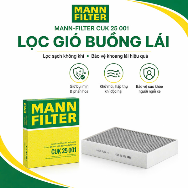 Lọc Gió Điều Hòa Than Hoạt Tính MANN-FILTER CUK 25 001 Chính Hãng Đức – Cho Xe BMW Series 1, Series 2, Series 3, Series 4, M2, M3, M4