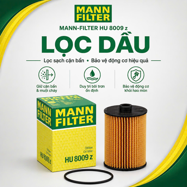 Lọc Dầu Động Cơ MANN-FILTER HU 8009 z Chính Hãng Đức – Cho Xe Volkswagen Teramont (Atlas), Passat, CC, Touareg II, Porsche Cayenne II & Skoda Superb II