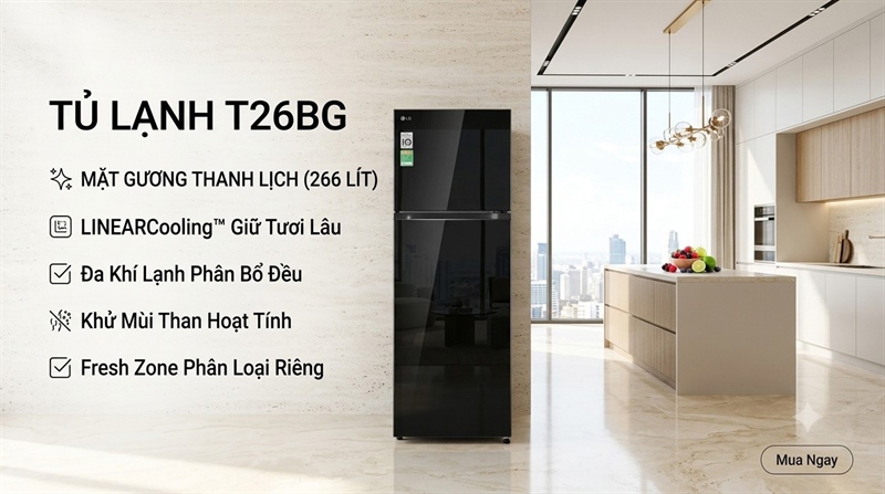 Tủ lạnh LG Inverter 266 lít T26BG 2025 - INDONESIA