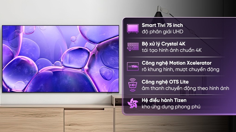 Smart Tivi Crystal UHD Samsung 4K 75 inch UA75U8500F 2025 - Việt Nam