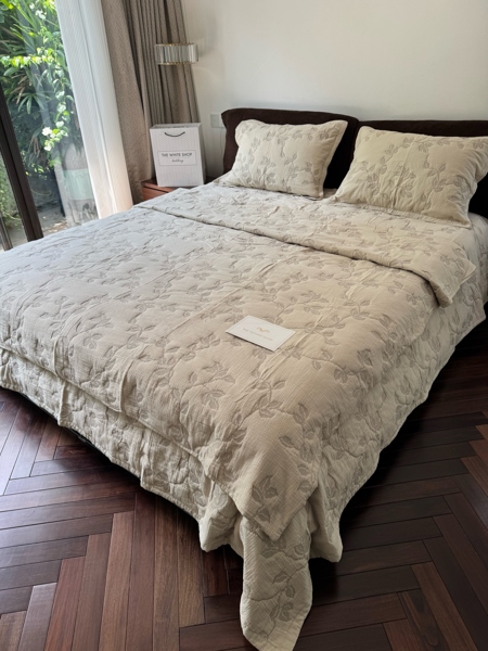 Bộ ga "Phù Chi " - | Cotton Hai lớp dệt Jacquard hoa văn cành lá - JF28.1 - Nâu