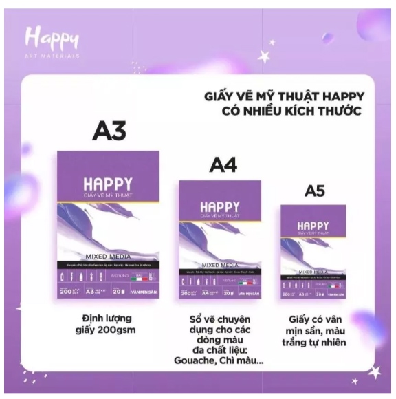 Sổ vẽ đa chất liệu Happy