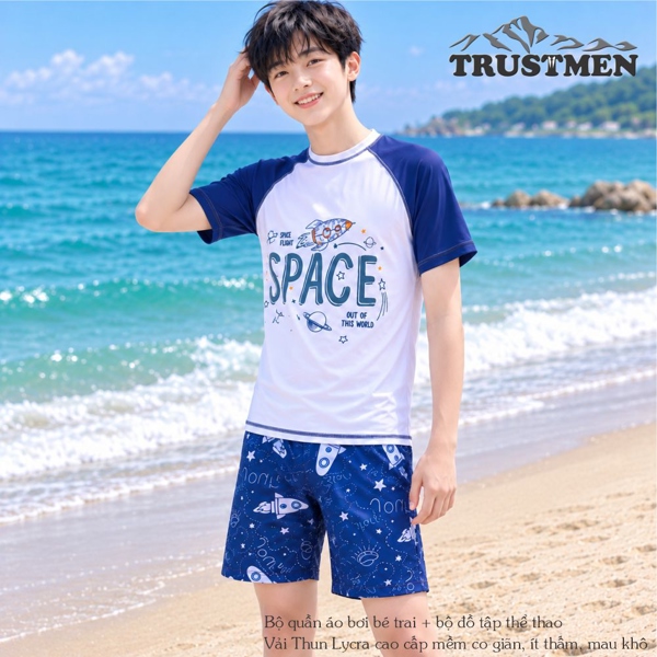 Bộ đồ bơi bé trai giấc mơ phi hành gia Trustmen GLSWIM098 vải thun Lycra mềm ít thấm hút, mau khô