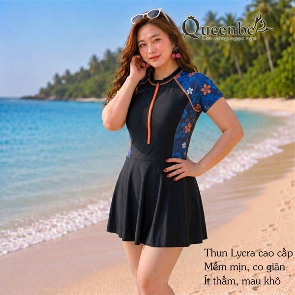 Bộ đồ bơi thể thao nữ có big size Queenbe GLSWIM110 vải thun Lyca cao cấp co giãn mềm, ít thấm hút, mau khô