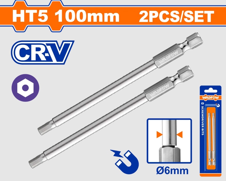 Bộ 2 Mũi vặn vít 1/4"- HT5 đầu lục giác 5 WSV9KHT5