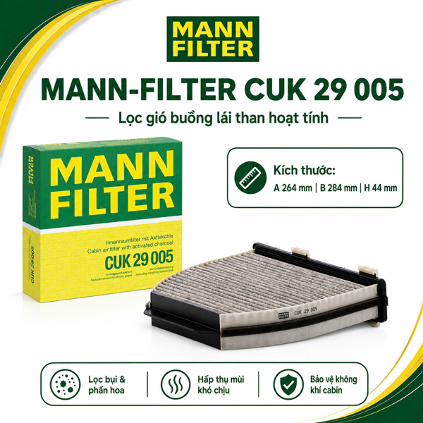 Lọc Gió Điều Hòa Than Hoạt Tính MANN-FILTER CUK 29 005 Cho Mercedes-Benz C-Class W204, E-Class W212, CLS C218, AMG GT