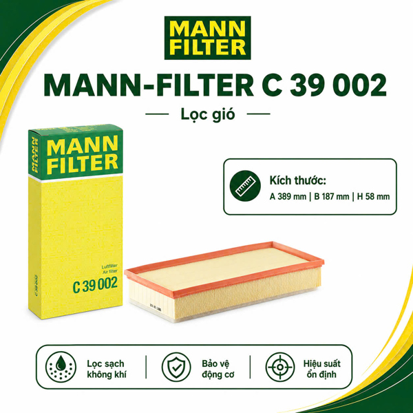 Lọc Gió Động Cơ MANN-FILTER C 39 002 Cho Audi Q7 4L, Porsche Cayenne 9PA/92A, Volkswagen Touareg 7L/7P