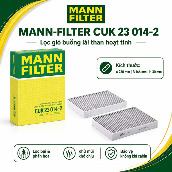 Lọc Gió Điều Hòa Than Hoạt Tính MANN-FILTER CUK 23 014-2 – BMW 5/6GT/7/8/X5/X6/X7/XM Series