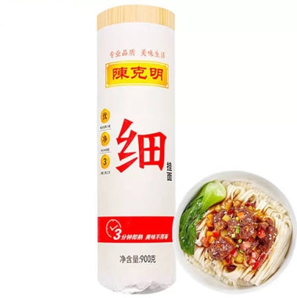 Mì cán tay Chen Keming sợi nhỏ nhãn đỏ - 陈克明宽面 gói 900g