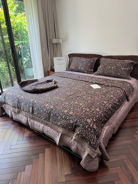 Bộ ga chần Vip "Thanh Sơn Lan Ngữ" | Cotton 80s - Chần Full - Hoa tím cổ điển - LX37