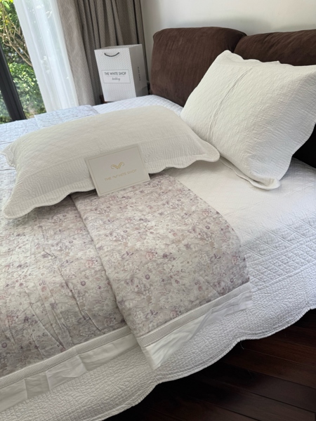 Bộ ga "Yên chi Tuyết" | Lyocell Cotton - Hoa tím nhí, Ga trắng - JF29