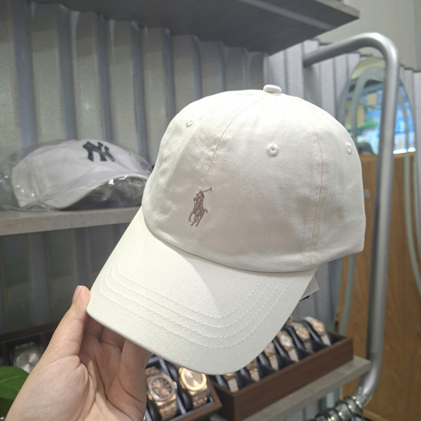 [Thanh Lý] THE ICONIC COTTON CHINO BALL CAP - WHITE/BROWN LOGO (Lỗi Code)