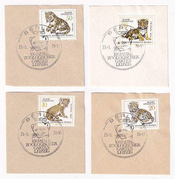 Bộ 4 Tem Bưu Chính Đông Đức - Kỷ Niệm 100 Năm Thành Lập Sở Thú Leipzig (Dấu FDC) | DDR - 100 Years of Leipzig Zoo 1978 (4) | Used/CTO